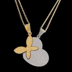Collar duo corazón + mariposa