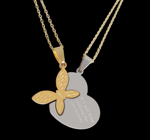 Collar duo corazón + mariposa