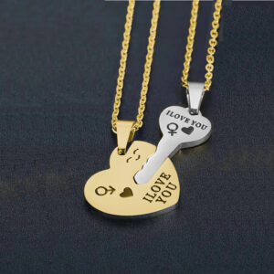 Collar dúo corazón con llave