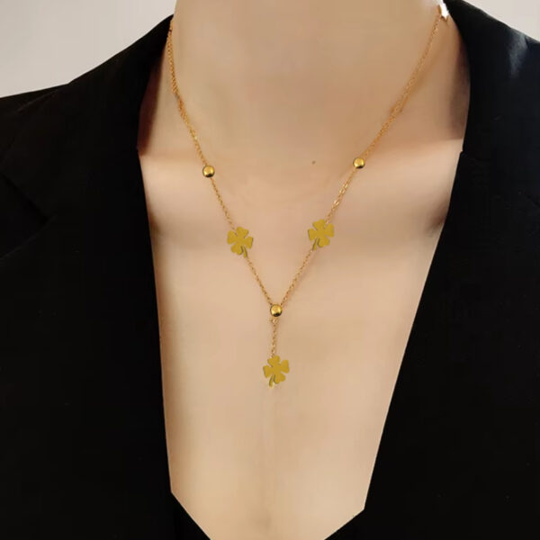 Collar trebol + esferas - Imagen 3